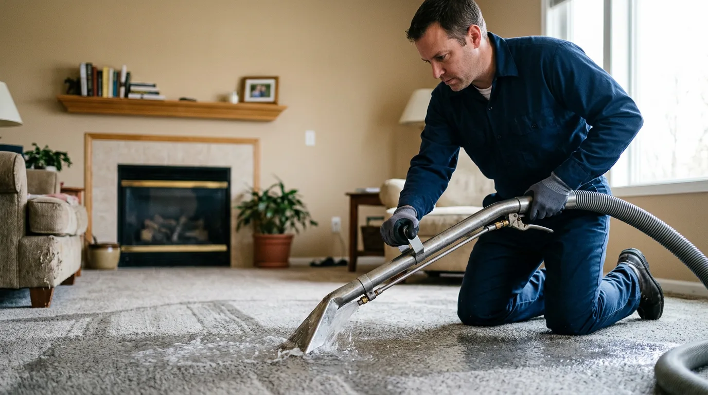 Water damage restoration technician working near Bloomingdale, MI